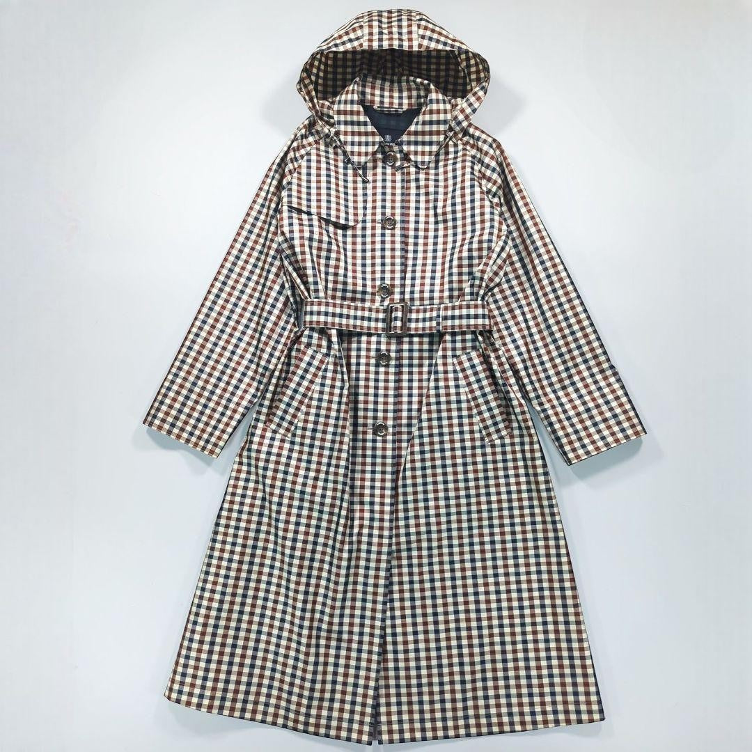 Aquascutum Rain Trench Coat Club Check Asian fit L US size M Authentic