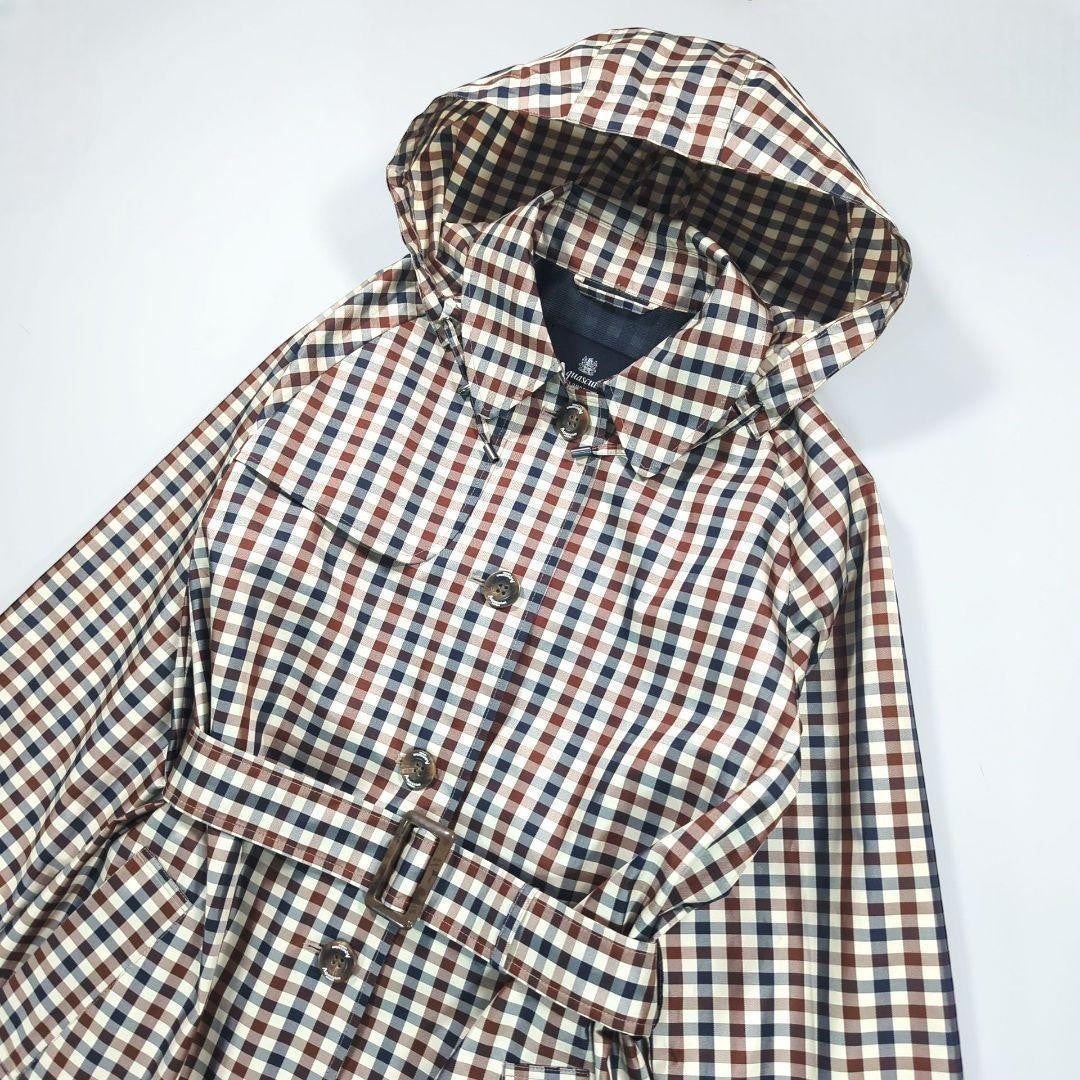 Aquascutum Rain Trench Coat Club Check Asian fit L US size M Authentic