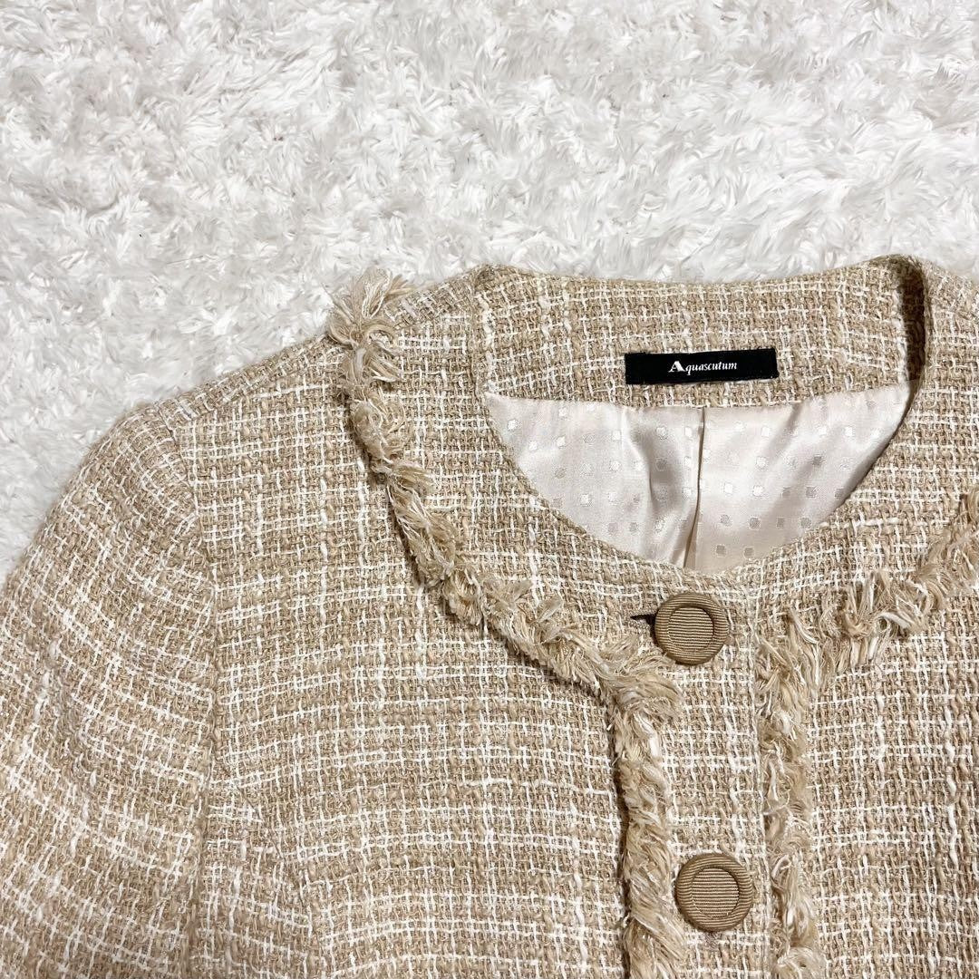 Aquascutum LONDON Jacket FREE SIZE Beige White Authentic