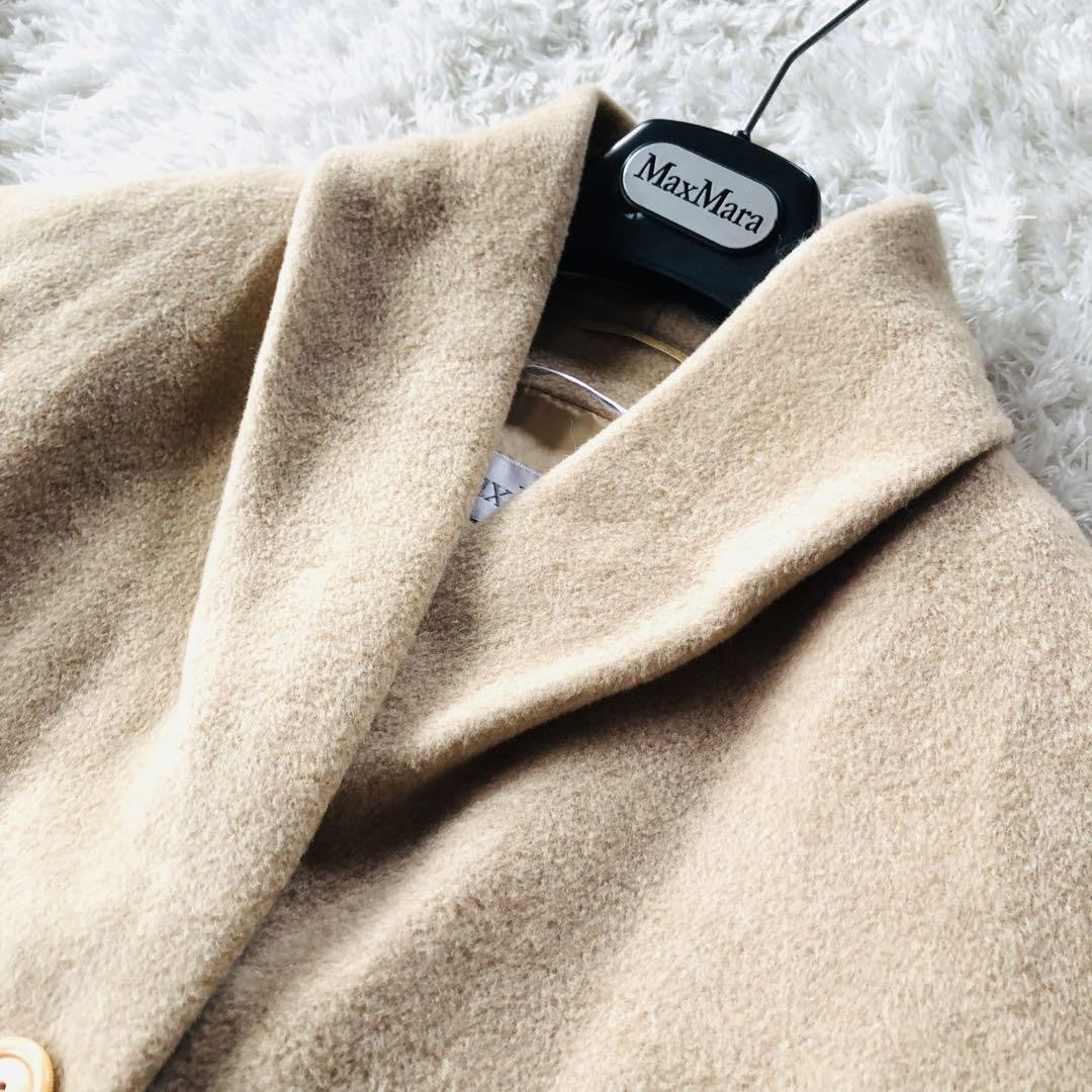 Max Mara Long Coat Asian fit XL 42 US size L Beige Authentic