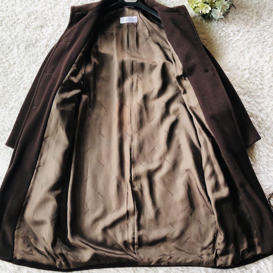 Max Mara Long Coat Asian fit XL 42 US size L Dark Brown Authentic