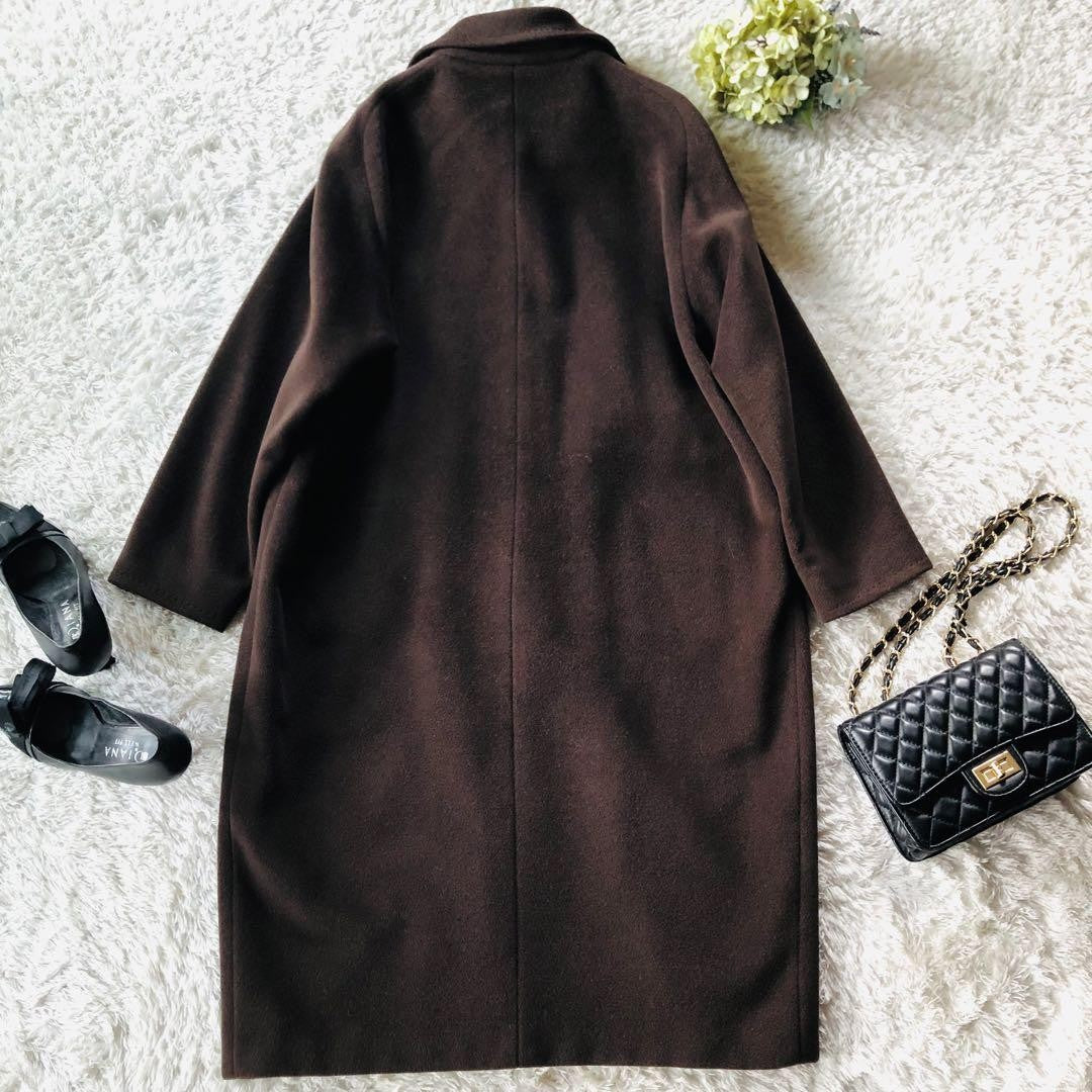 Max Mara Long Coat Asian fit XL 42 US size L Dark Brown Authentic