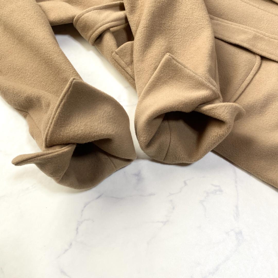 Max Mara Long Coat Asian fit M 38 US size S Camel Brown Wool Authentic