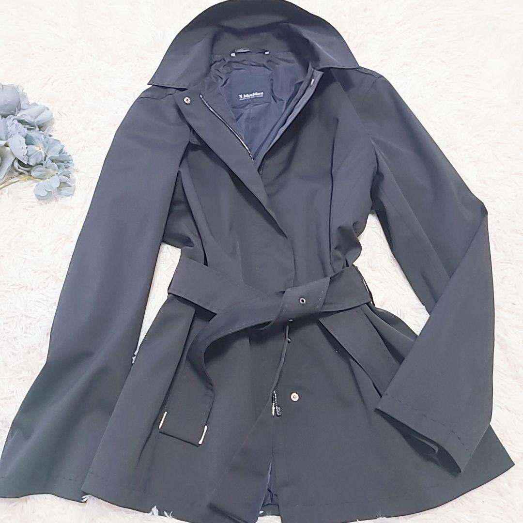 S Max Mara Short Trench Rain Coat Asian fit XL US size L Black Authentic
