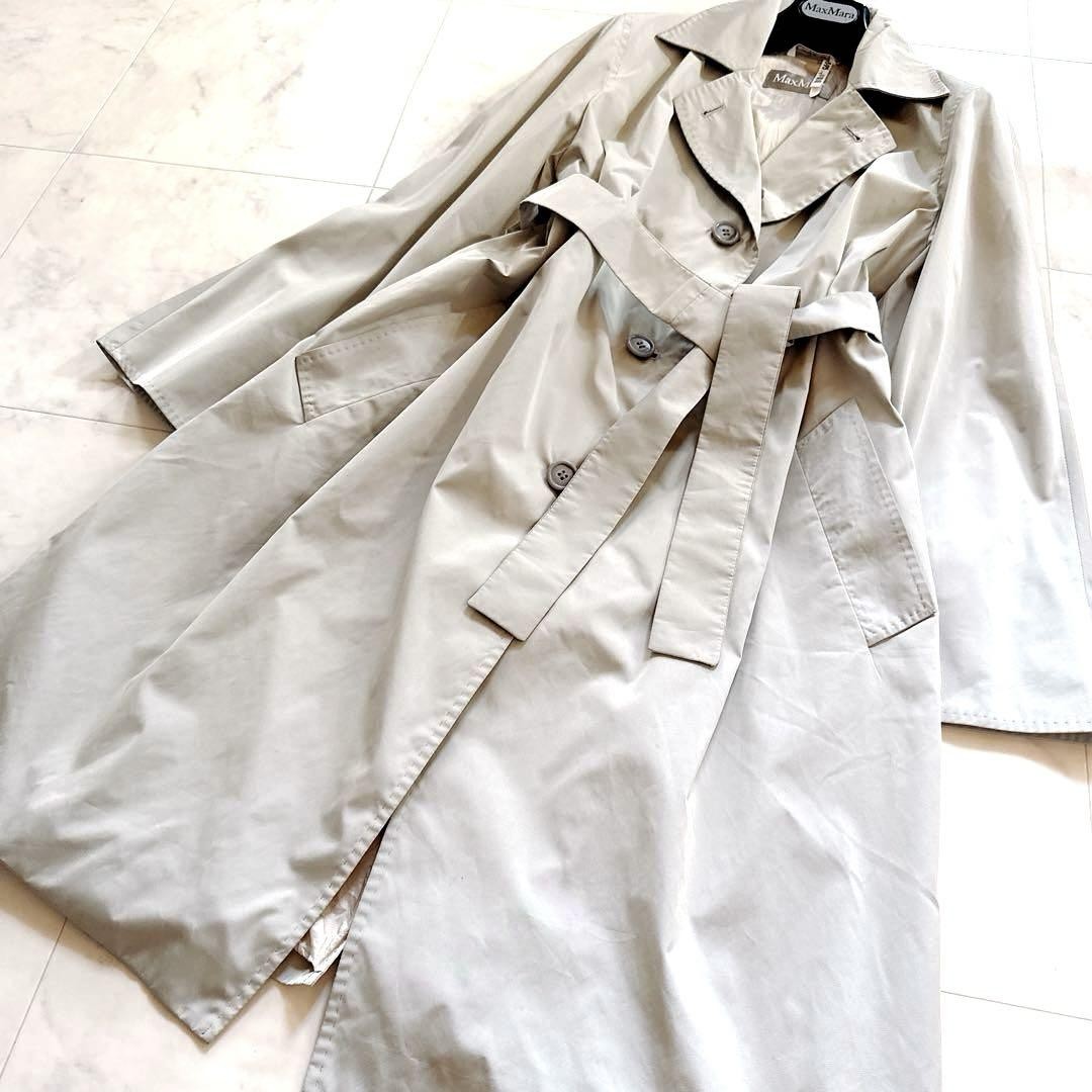 Max Mara Trench Coat Asian fit XL 42 US size L Light Gray Authentic