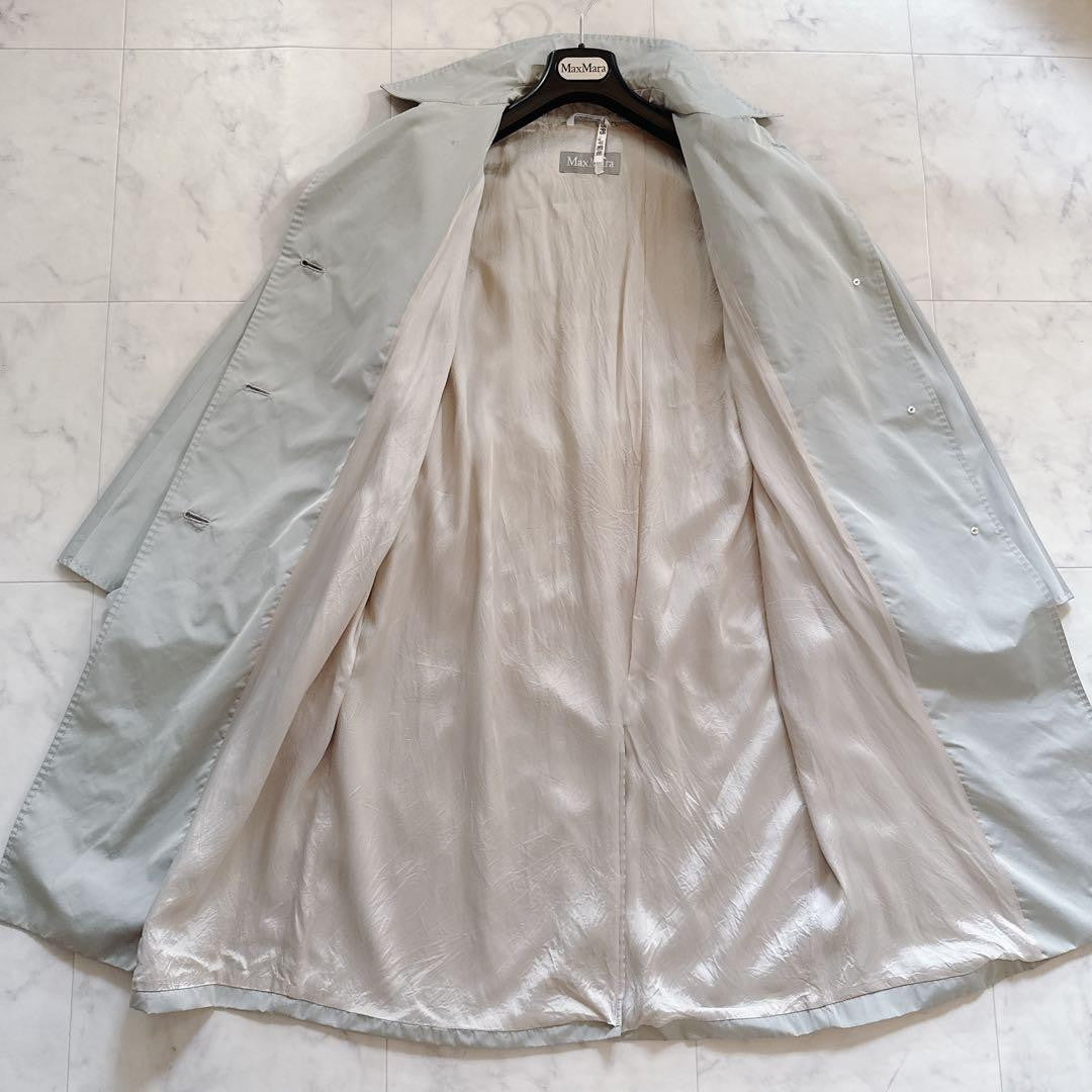 Max Mara Trench Coat Asian fit XL 42 US size L Light Gray Authentic