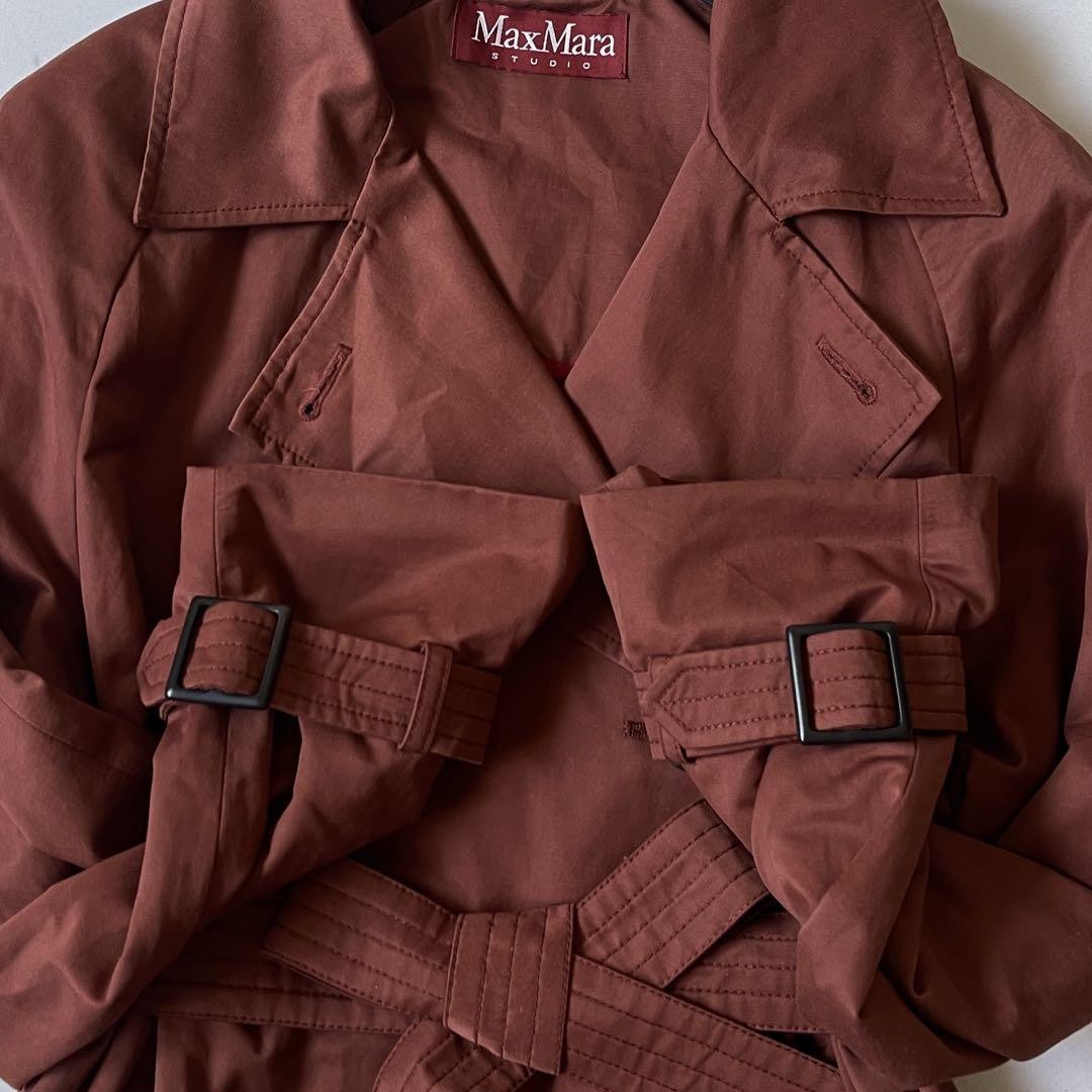 Max Mara Studio Trench Coat Asian fit M 38 US size S Brown Authentic