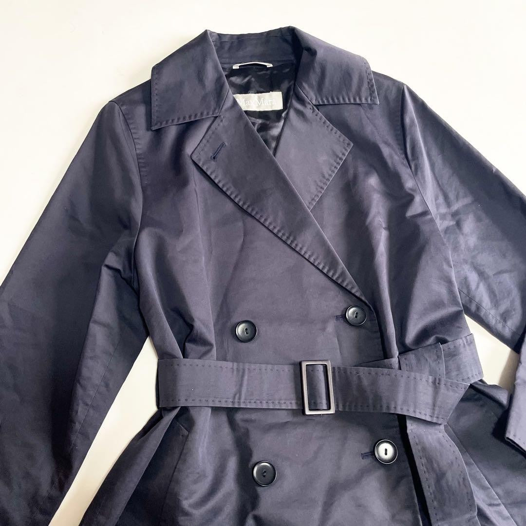 Max Mara Trench Coat Asian fit M 38 US size S Navy Authentic