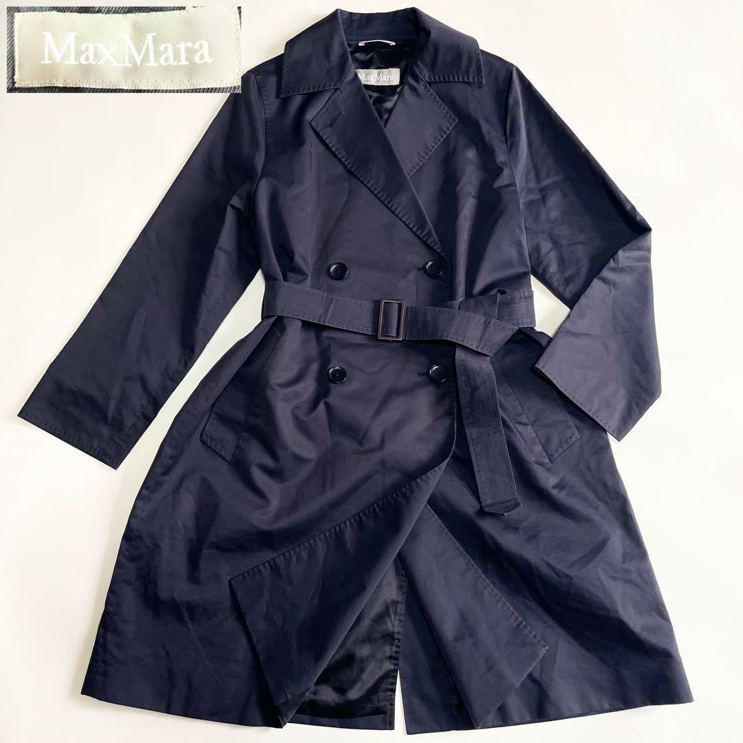 Max Mara Trench Coat Asian fit M 38 US size S Navy Authentic