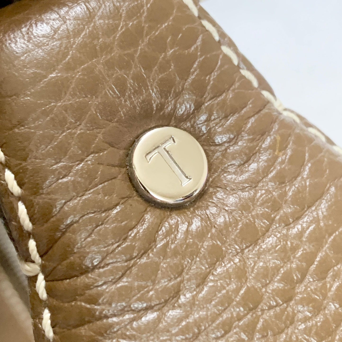 TOD'S Bag Logo Hand Tote Purse Leather Brown Silver Used Women's Authentic