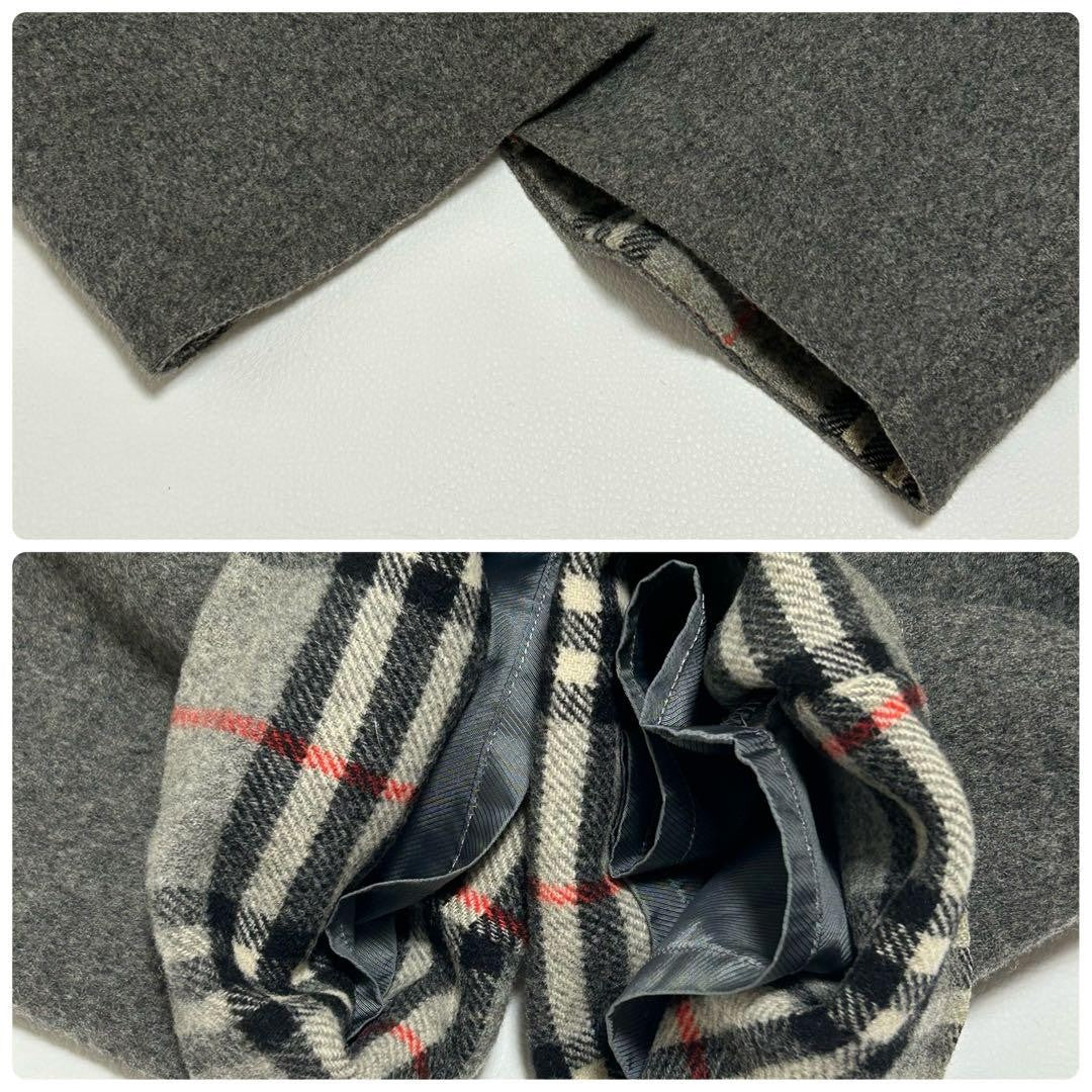 BURBERRY Double-faced Coat Nova Check Asian fit 2XL US size XL Gray Authentic