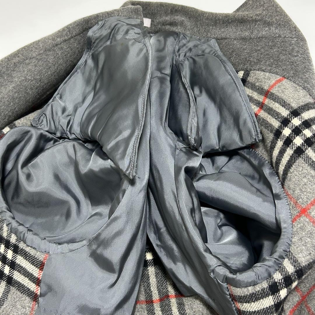 BURBERRY Double-faced Coat Nova Check Asian fit 2XL US size XL Gray Authentic