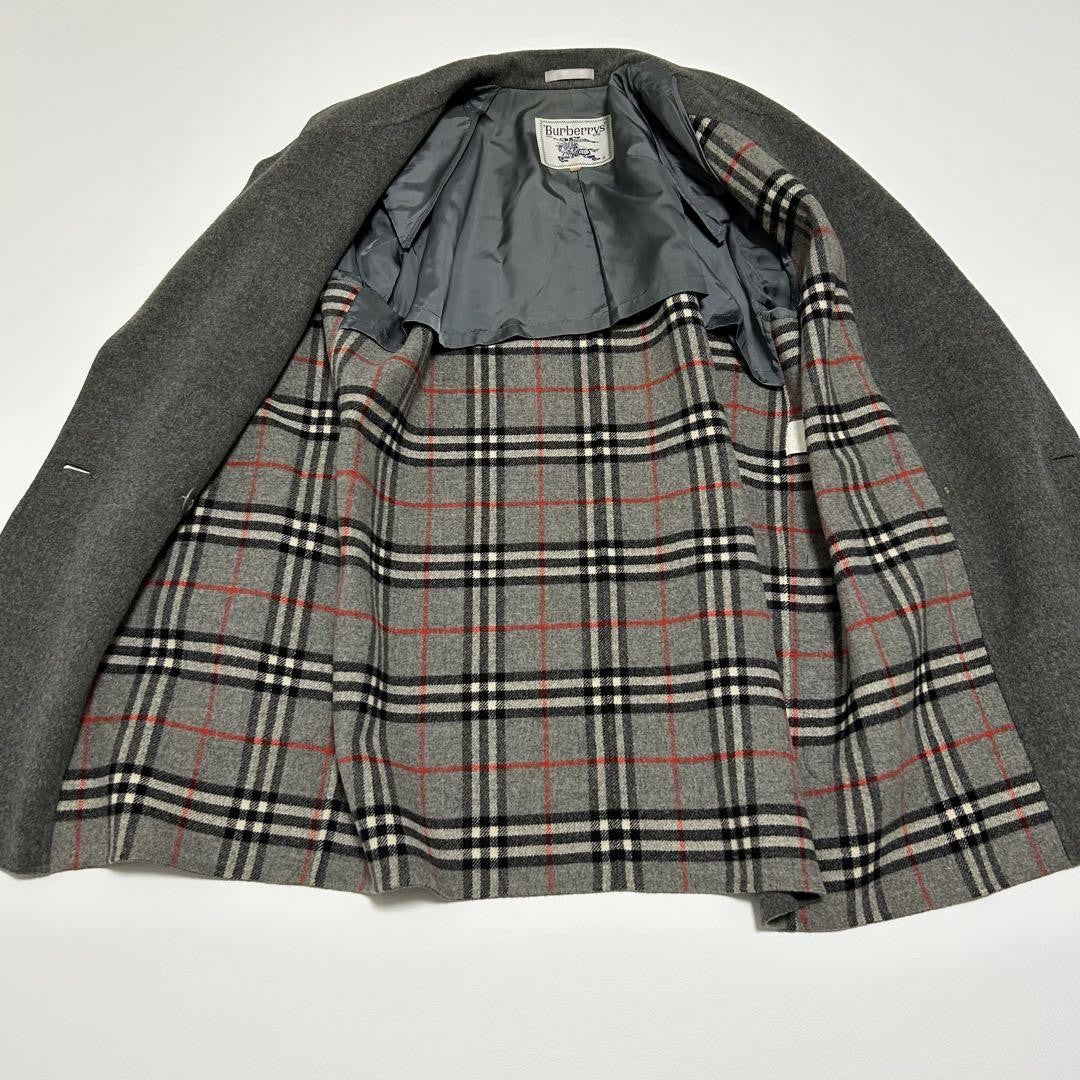 BURBERRY Double-faced Coat Nova Check Asian fit 2XL US size XL Gray Authentic