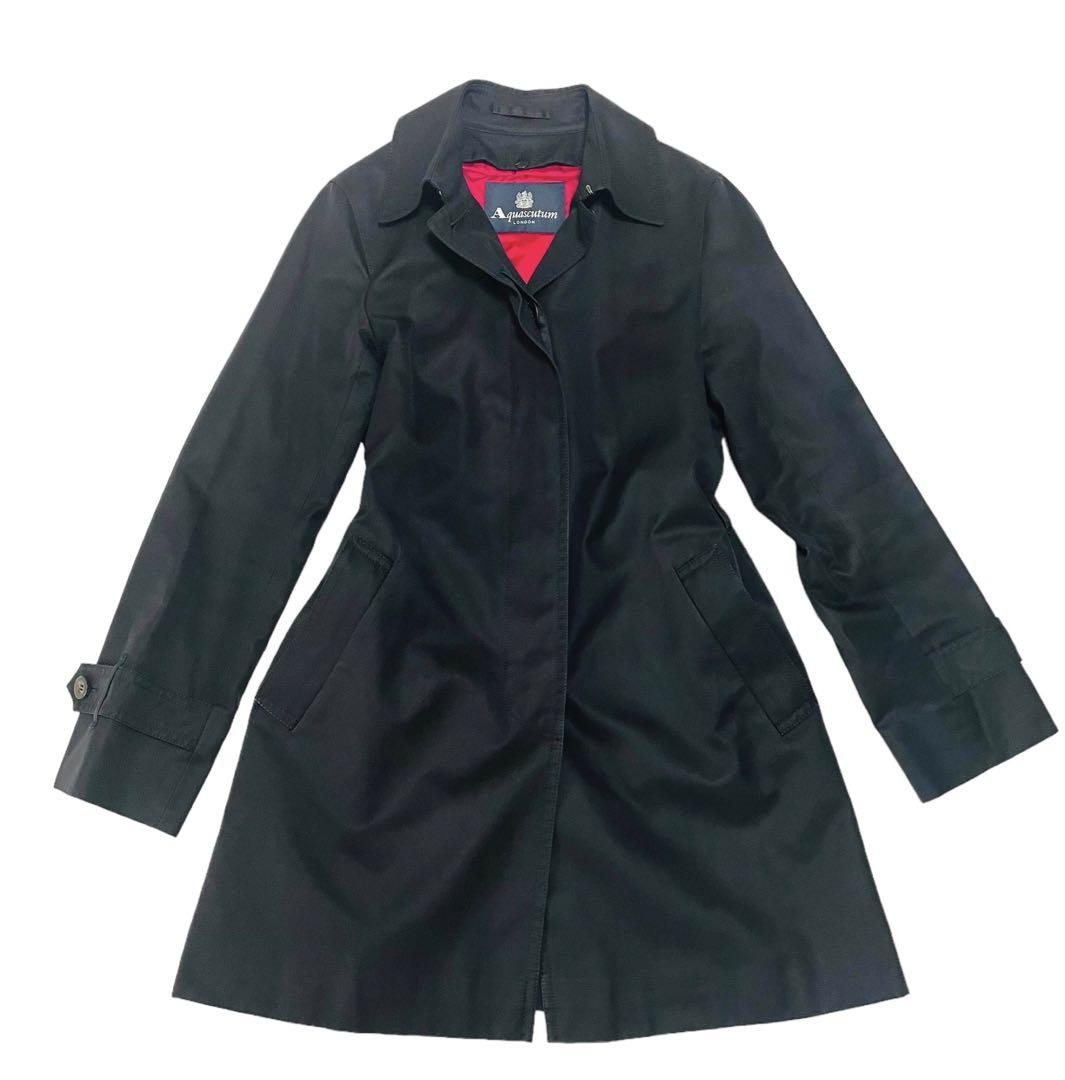 Aquascutum Trench Coat Club Check Asian fit M US size S Black Red Authentic