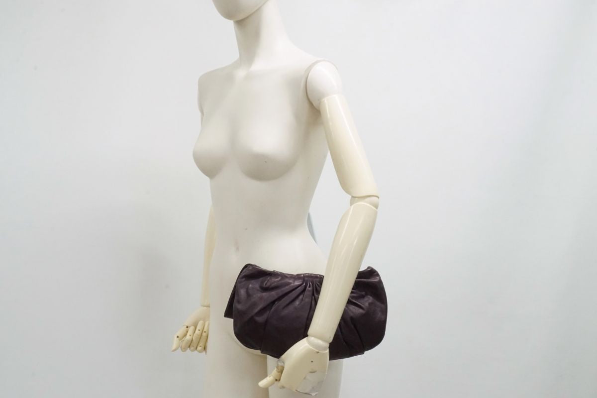 MIU MIU Hand Bag Tote Purse Logo Leather Purple Authentic