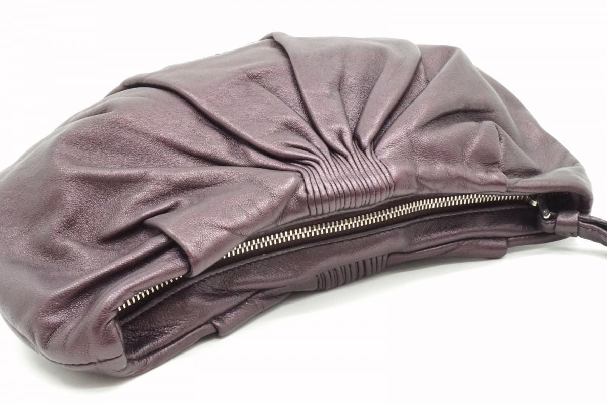 MIU MIU Hand Bag Tote Purse Logo Leather Purple Authentic