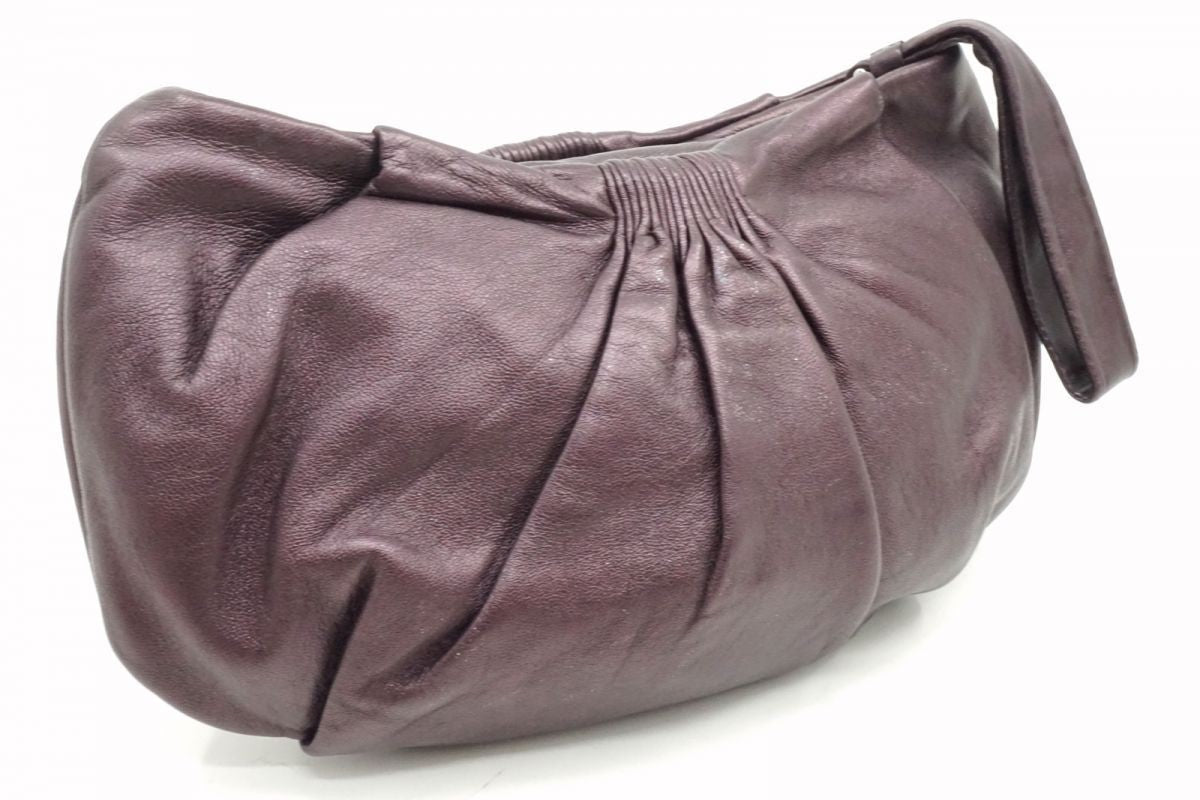 MIU MIU Hand Bag Tote Purse Logo Leather Purple Authentic