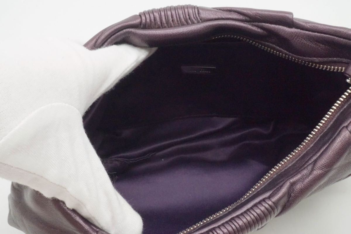 MIU MIU Hand Bag Tote Purse Logo Leather Purple Authentic
