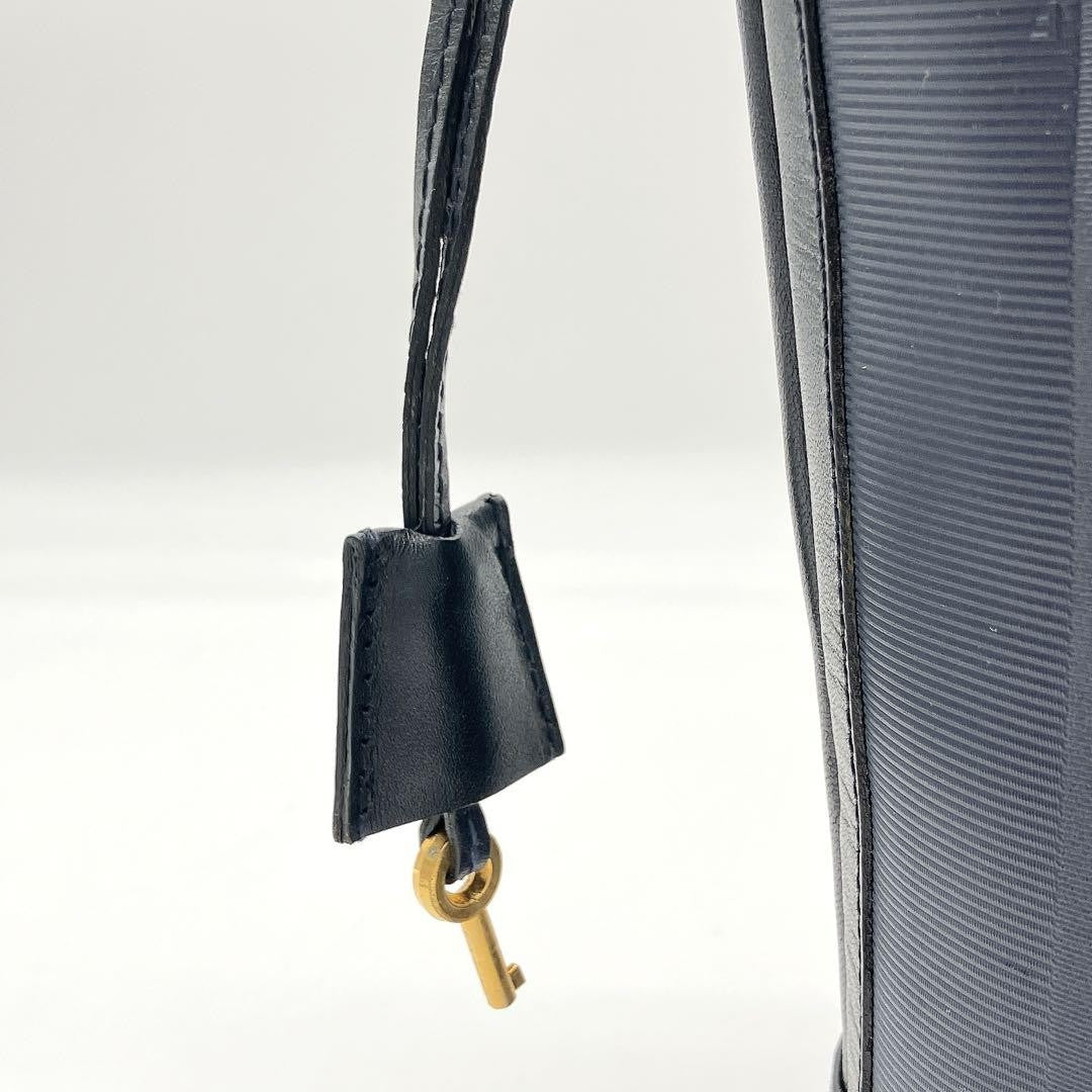 FENDI Shoulder Bag Purse Pecan Nylon Leather Navy Black Authentic