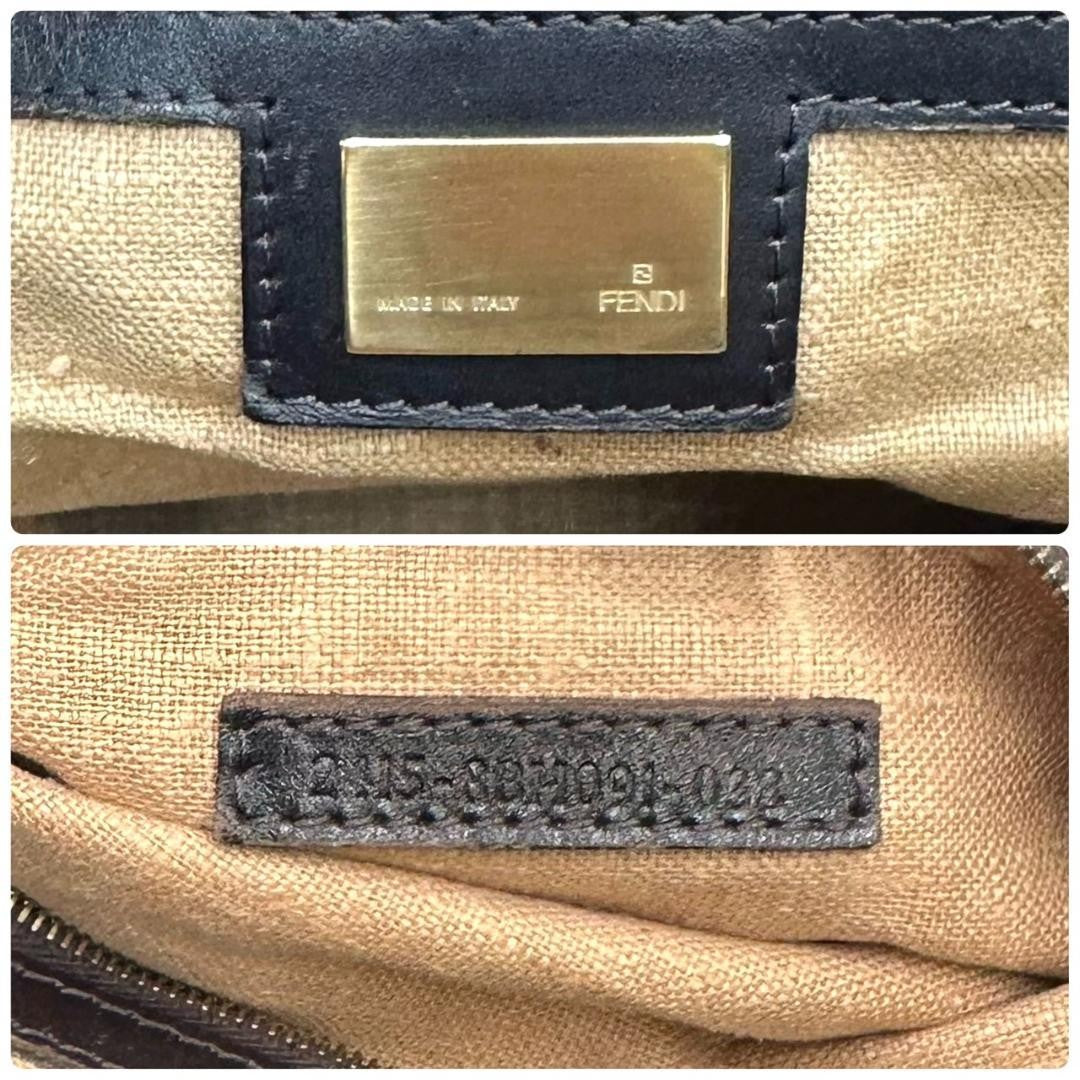 FENDI Hand Bag Tote Purse FF Zucca Canvas Leather Dark Brown Beige Black Auth