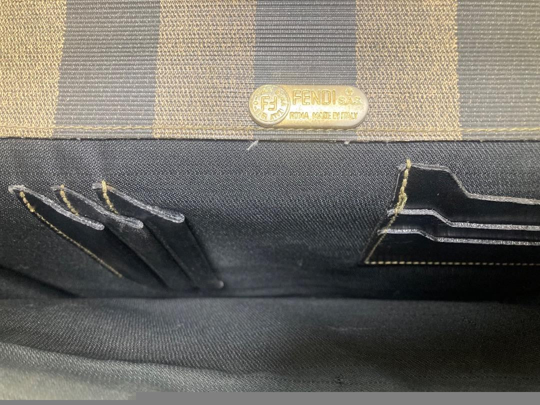 FENDI Business Bag Briefcase Pecan Leather Black Brown Authentic