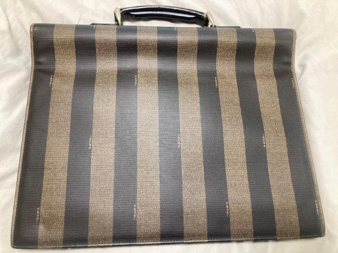 FENDI Business Bag Briefcase Pecan Leather Black Brown Authentic