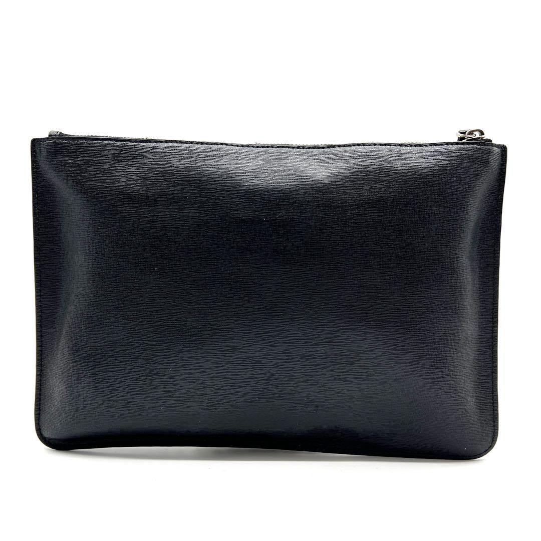 FENDI Clutch Bag Second Bag Studs Leather Black Silver Authentic