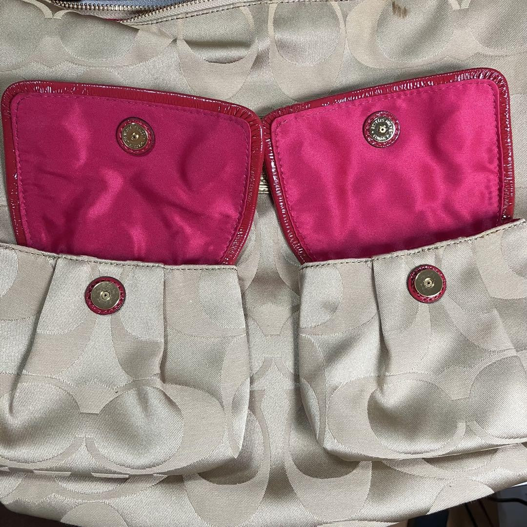 COACH Hand Shoulder Bag Tote Purse 2way Signature Poppy 14570 Authentic