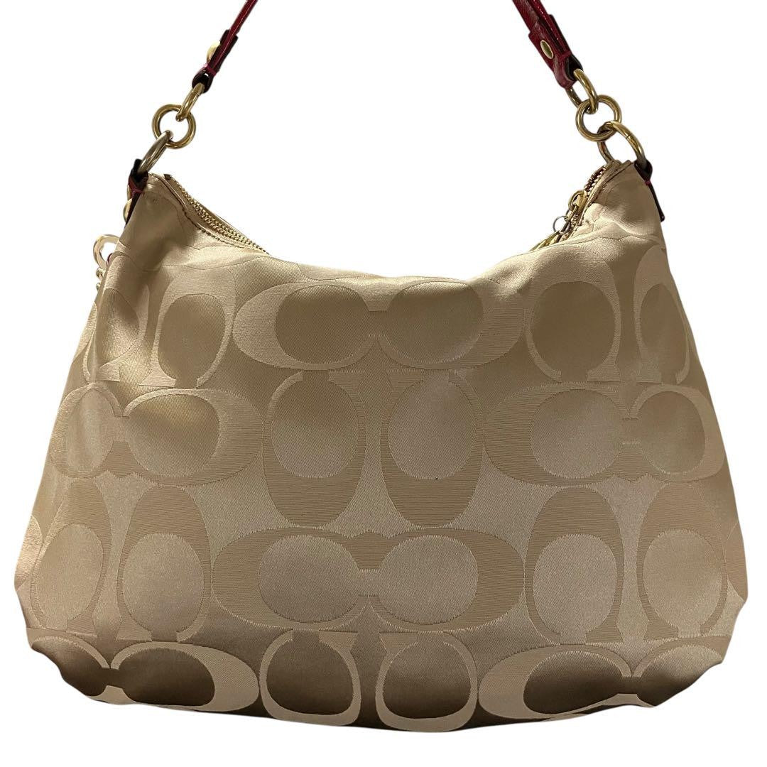 COACH Hand Shoulder Bag Tote Purse 2way Signature Poppy 14570 Authentic
