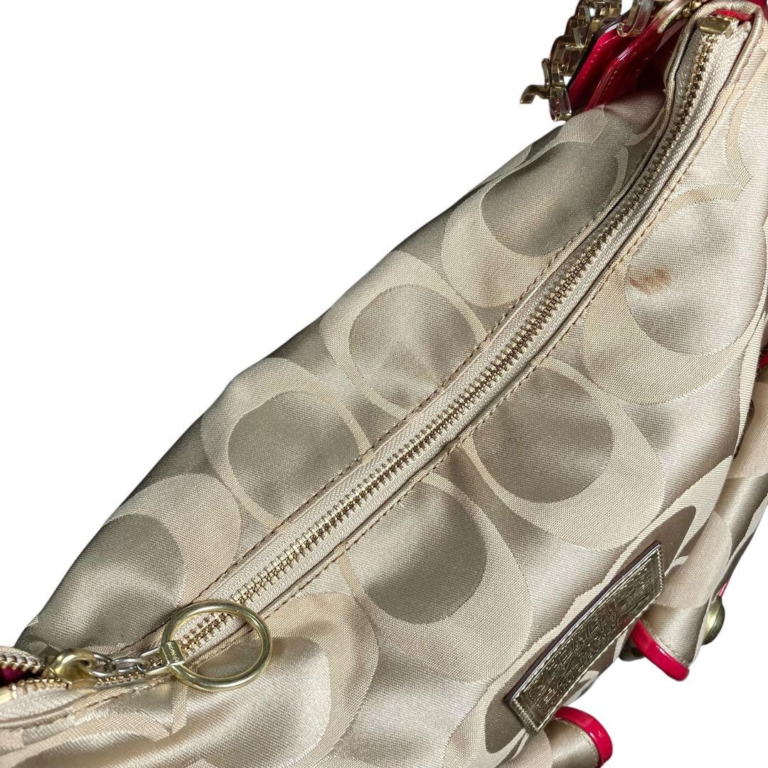 COACH Hand Shoulder Bag Tote Purse 2way Signature Poppy 14570 Authentic