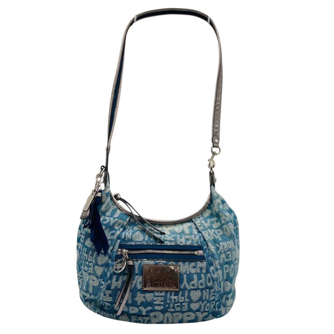 COACH Shoulder Bag Purse Poppy Denim Blue Authentic