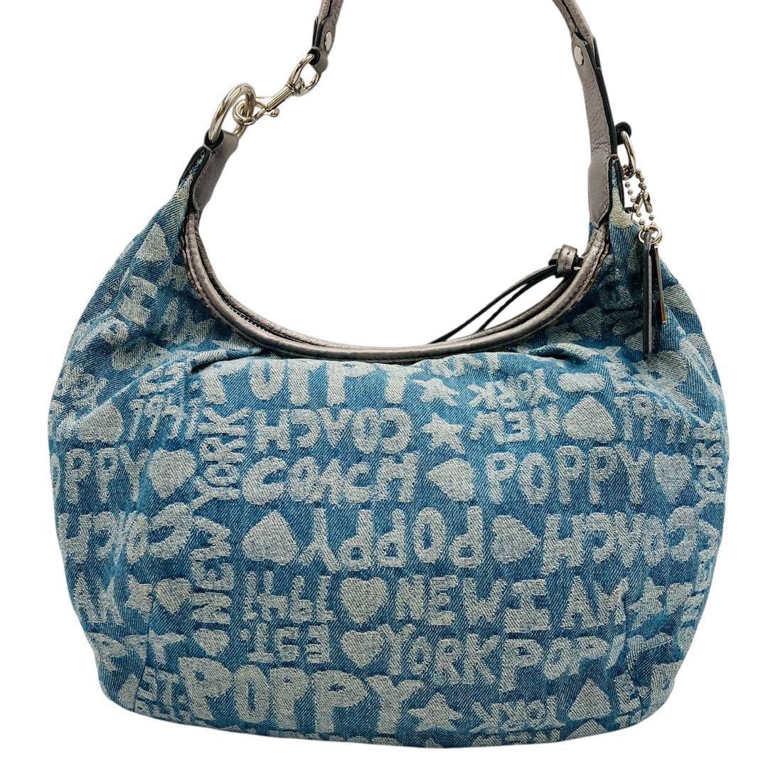 COACH Shoulder Bag Purse Poppy Denim Blue Authentic