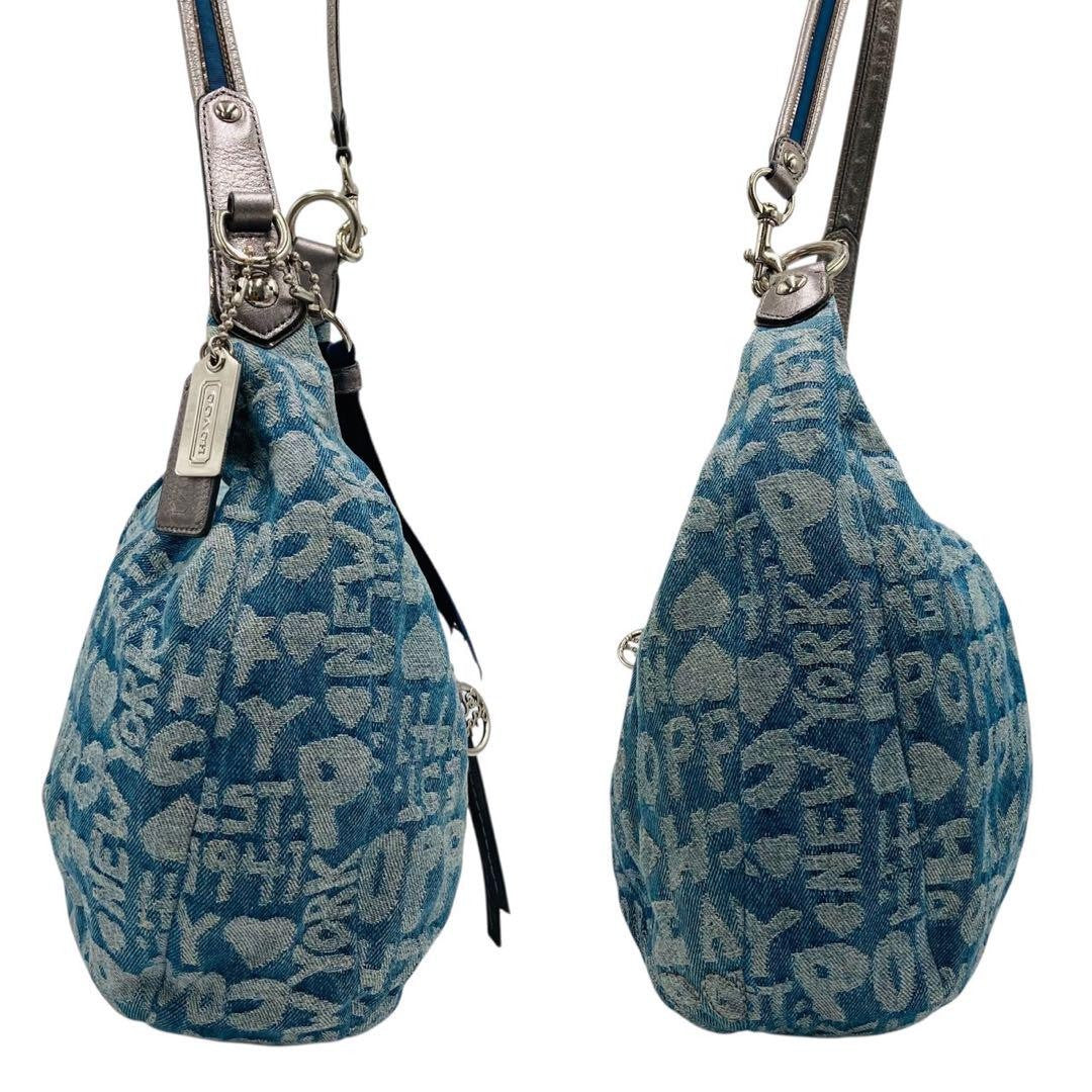 COACH Shoulder Bag Purse Poppy Denim Blue Authentic