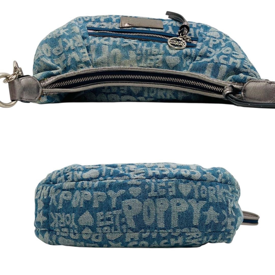 COACH Shoulder Bag Purse Poppy Denim Blue Authentic