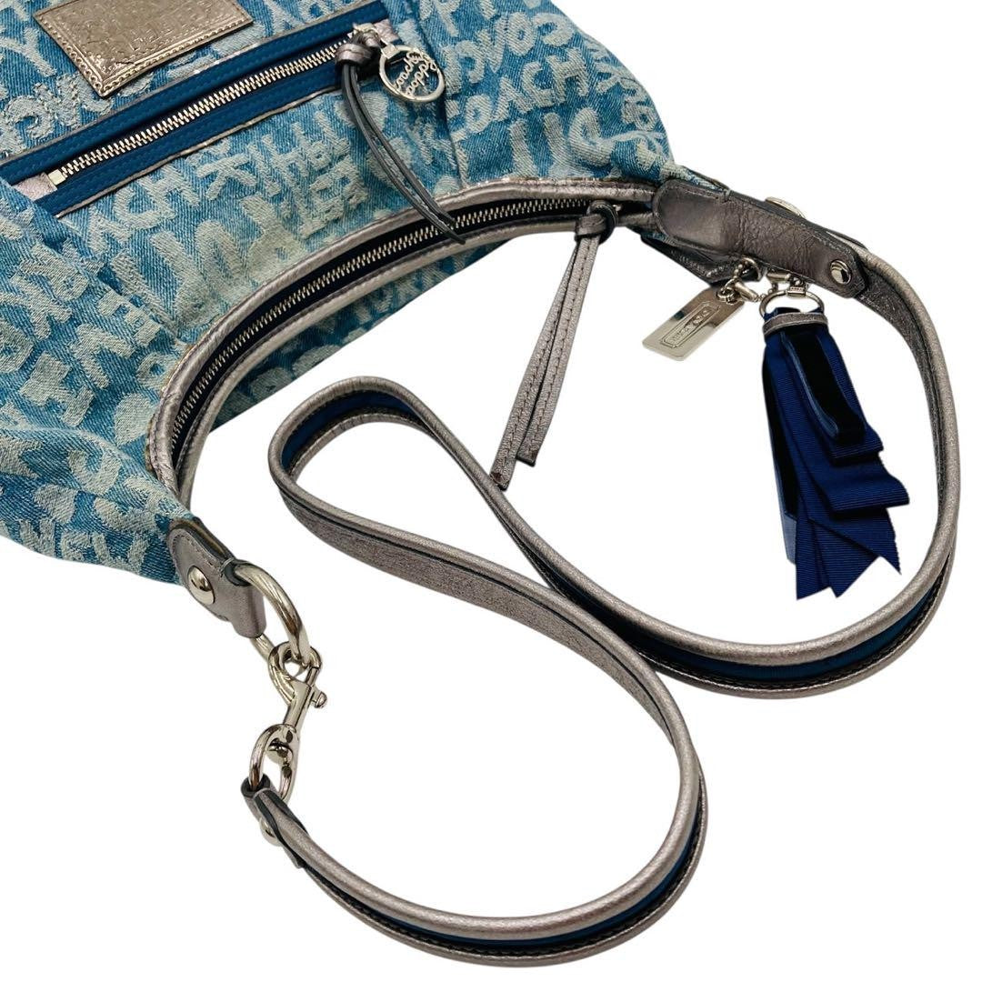 COACH Shoulder Bag Purse Poppy Denim Blue Authentic