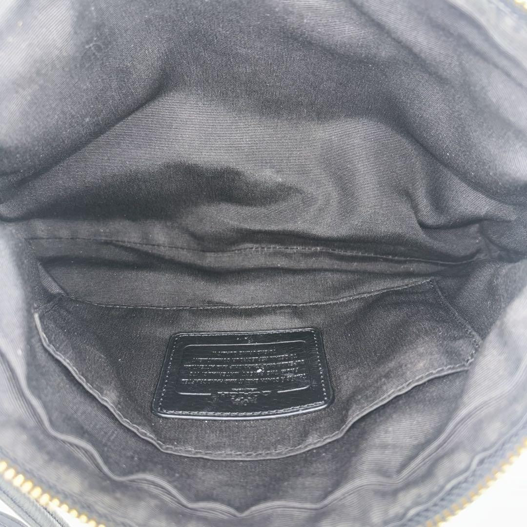 COACH Hand Bag Tote Purse 2way Chain Leather Black Authentic