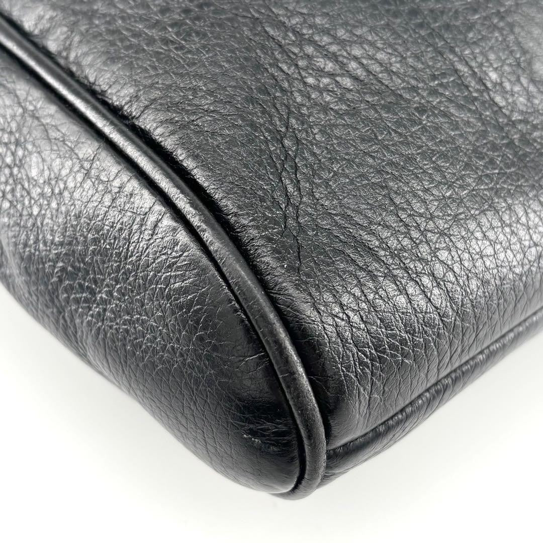 COACH Hand Bag Tote Purse 2way Chain Leather Black Authentic