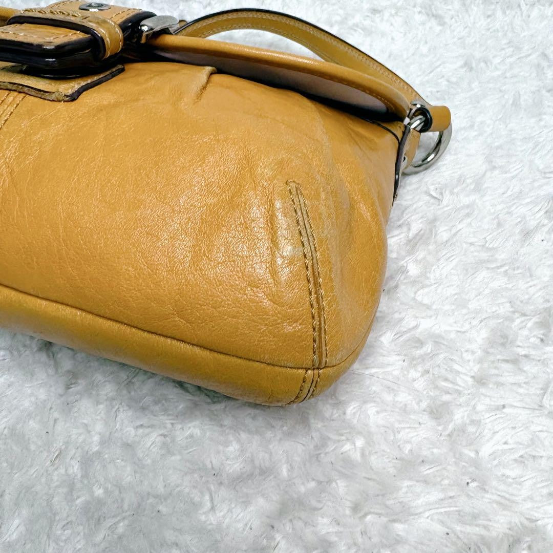 COACH Shoulder Bag Purse Soho Leather Yellow Authentic