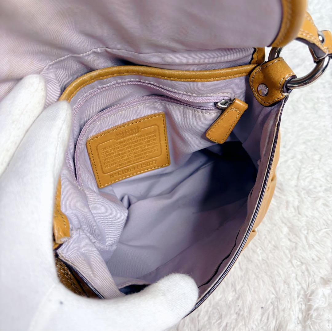 COACH Shoulder Bag Purse Soho Leather Yellow Authentic