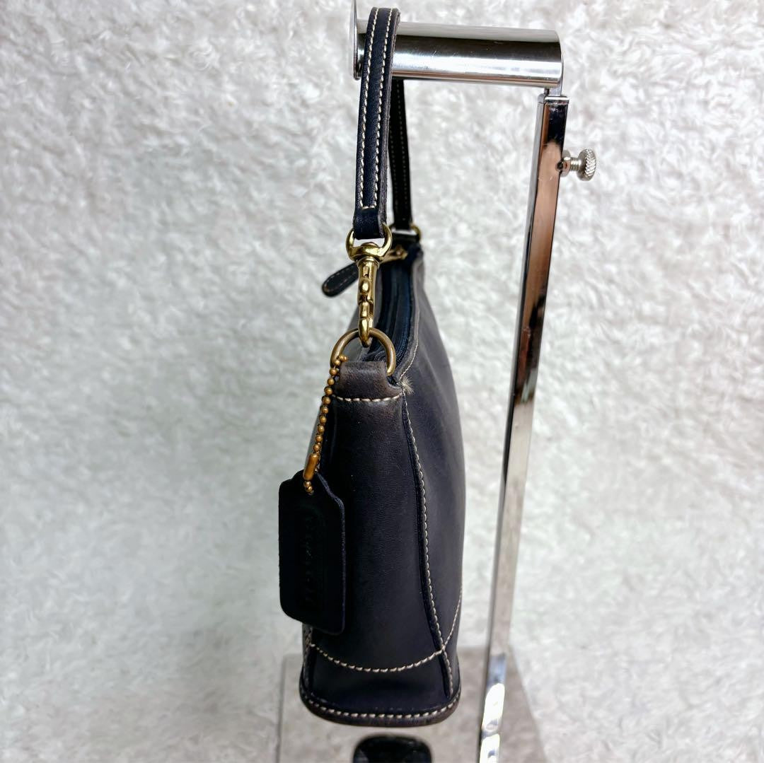 COACH Accessory Pouch Hand Bag Tote Purse Old 9311 Leather Navy Authentic