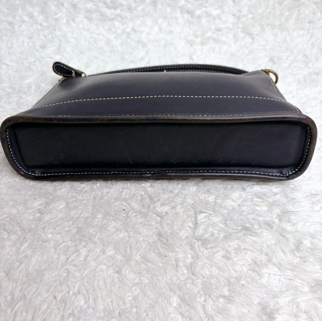 COACH Accessory Pouch Hand Bag Tote Purse Old 9311 Leather Navy Authentic