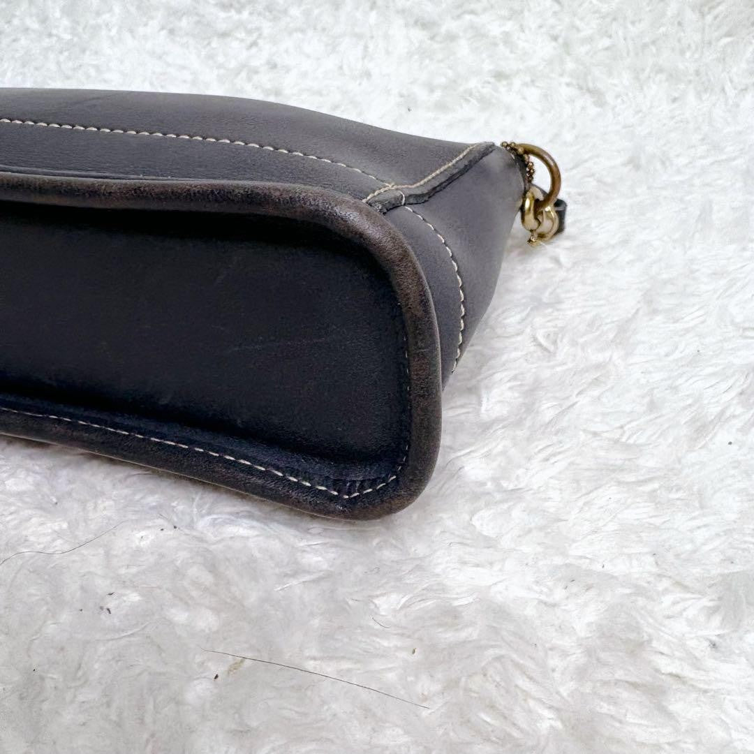 COACH Accessory Pouch Hand Bag Tote Purse Old 9311 Leather Navy Authentic