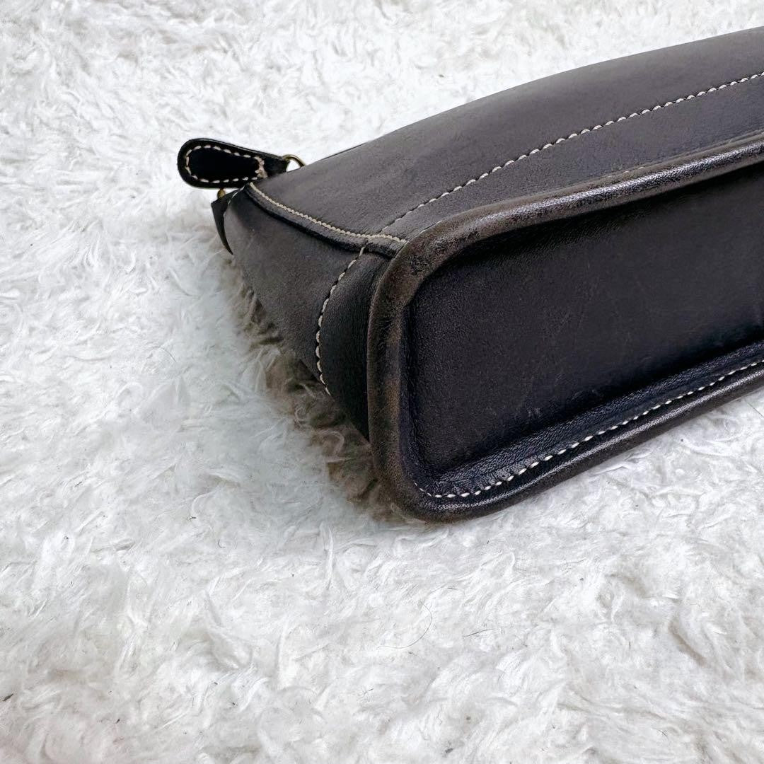 COACH Accessory Pouch Hand Bag Tote Purse Old 9311 Leather Navy Authentic