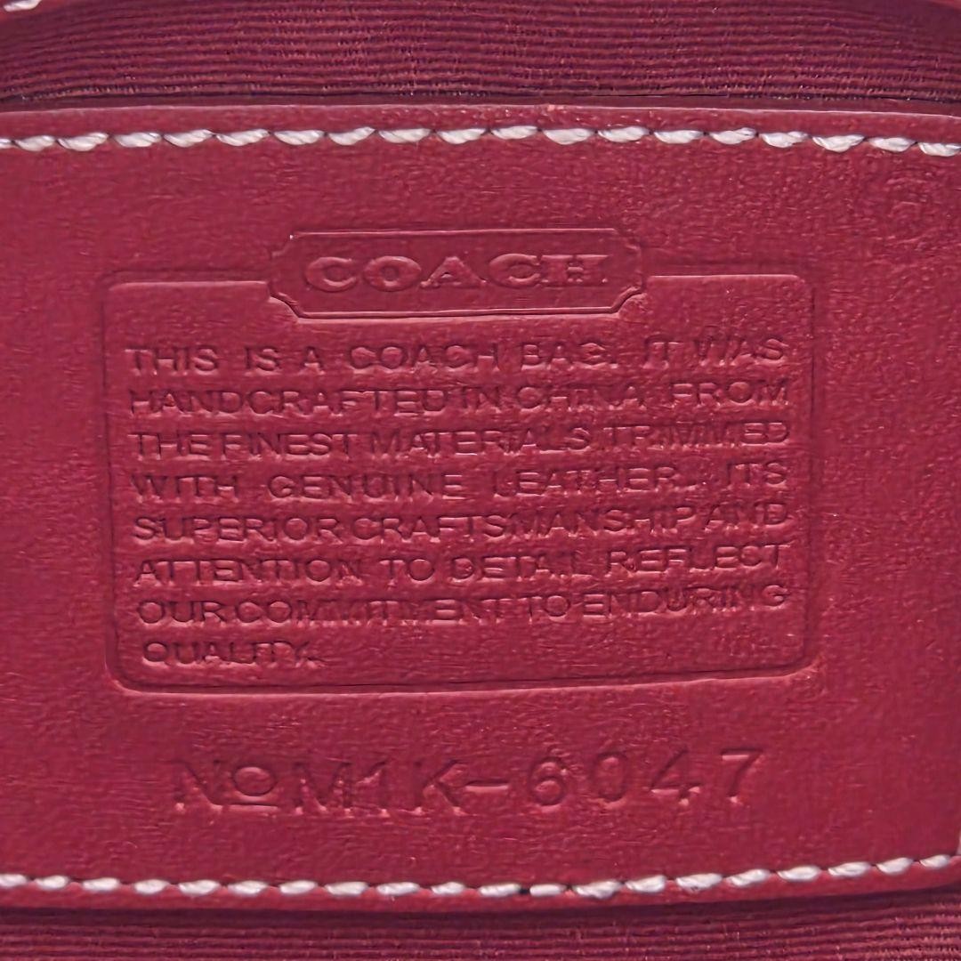 COACH Hand Bag Tote Purse Signature Canvas Leather Red Authentic