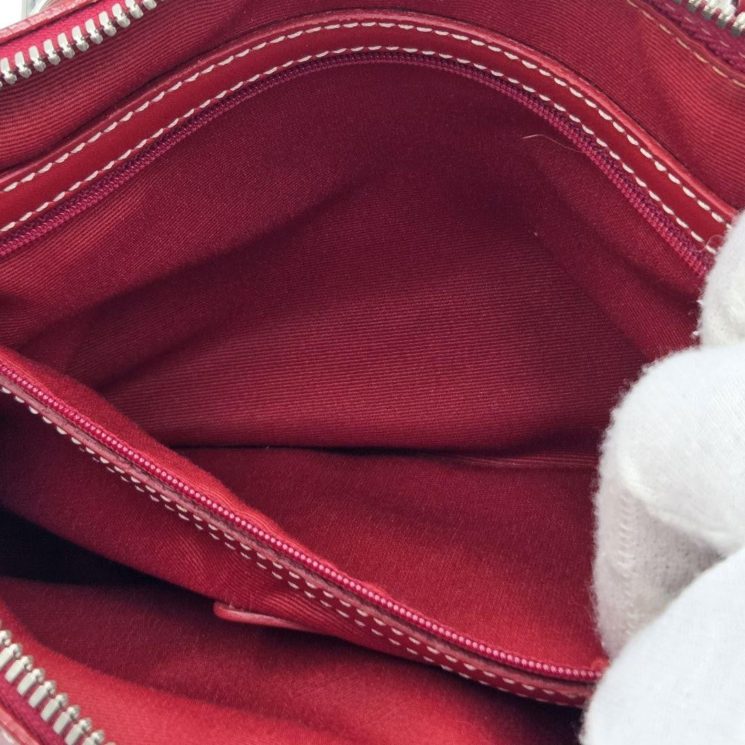 COACH Hand Bag Tote Purse Signature Canvas Leather Red Authentic