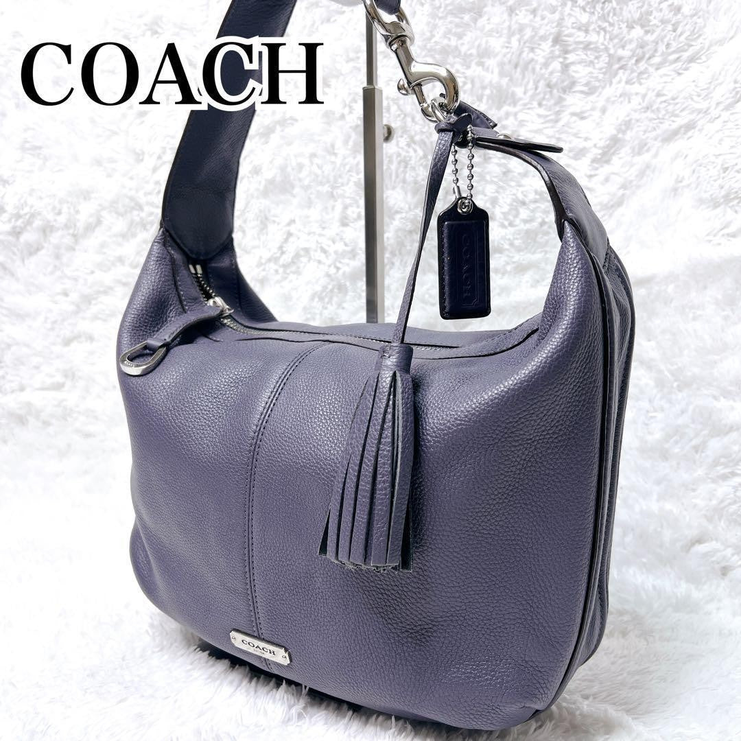 COACH Shoulder Bag Purse Leather Purple Lavender Authentic