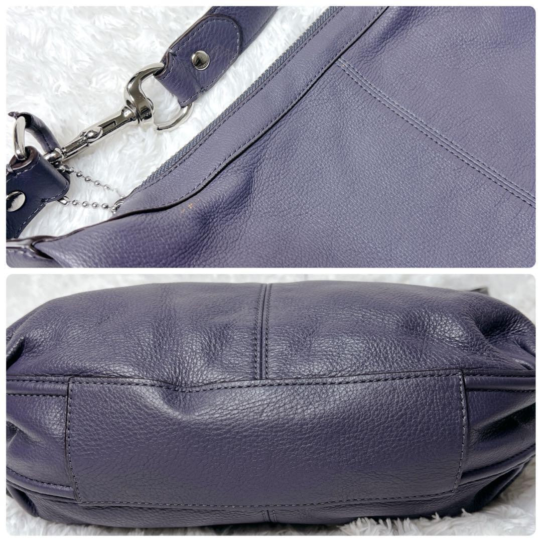 COACH Shoulder Bag Purse Leather Purple Lavender Authentic