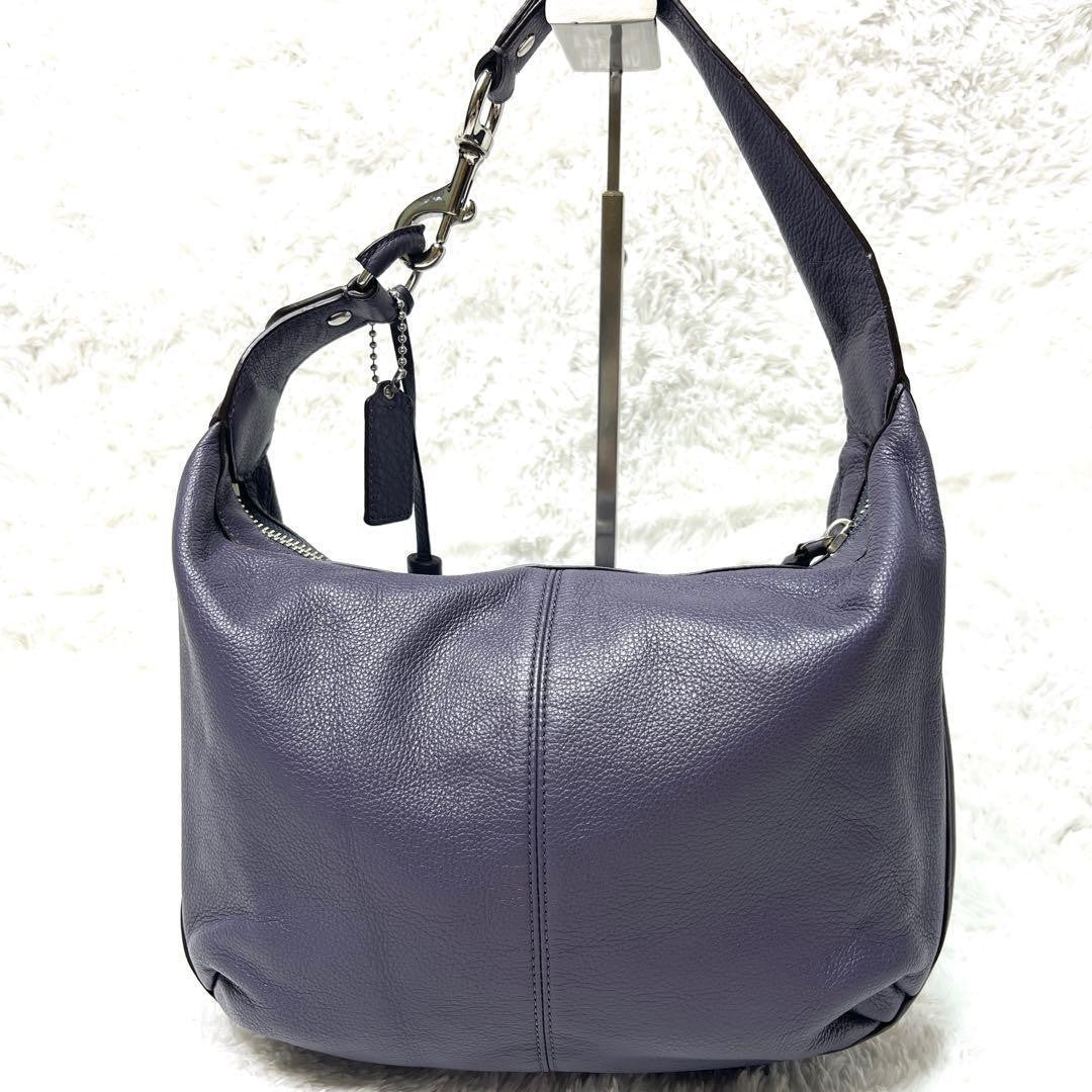 COACH Shoulder Bag Purse Leather Purple Lavender Authentic