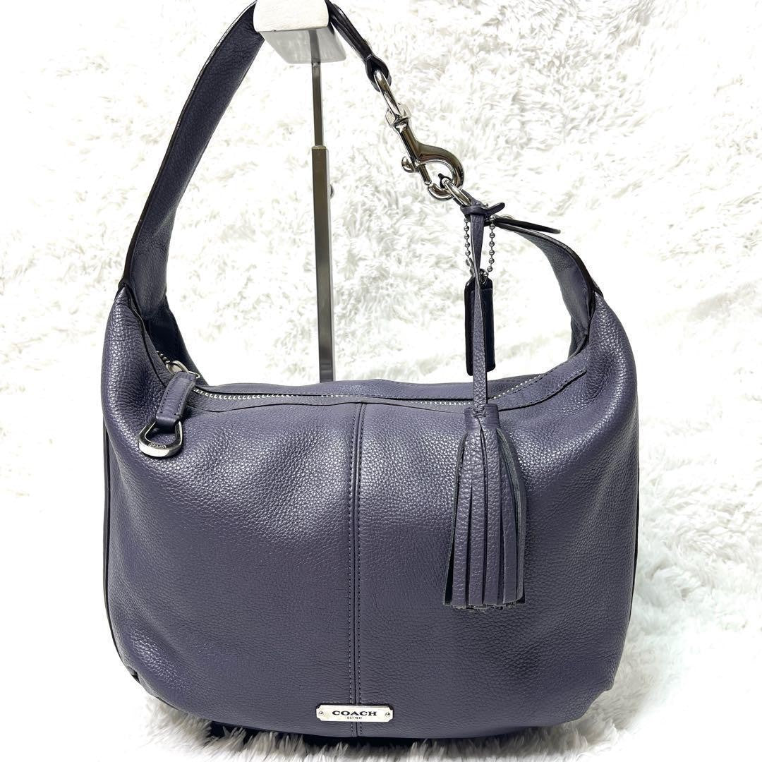 COACH Shoulder Bag Purse Leather Purple Lavender Authentic