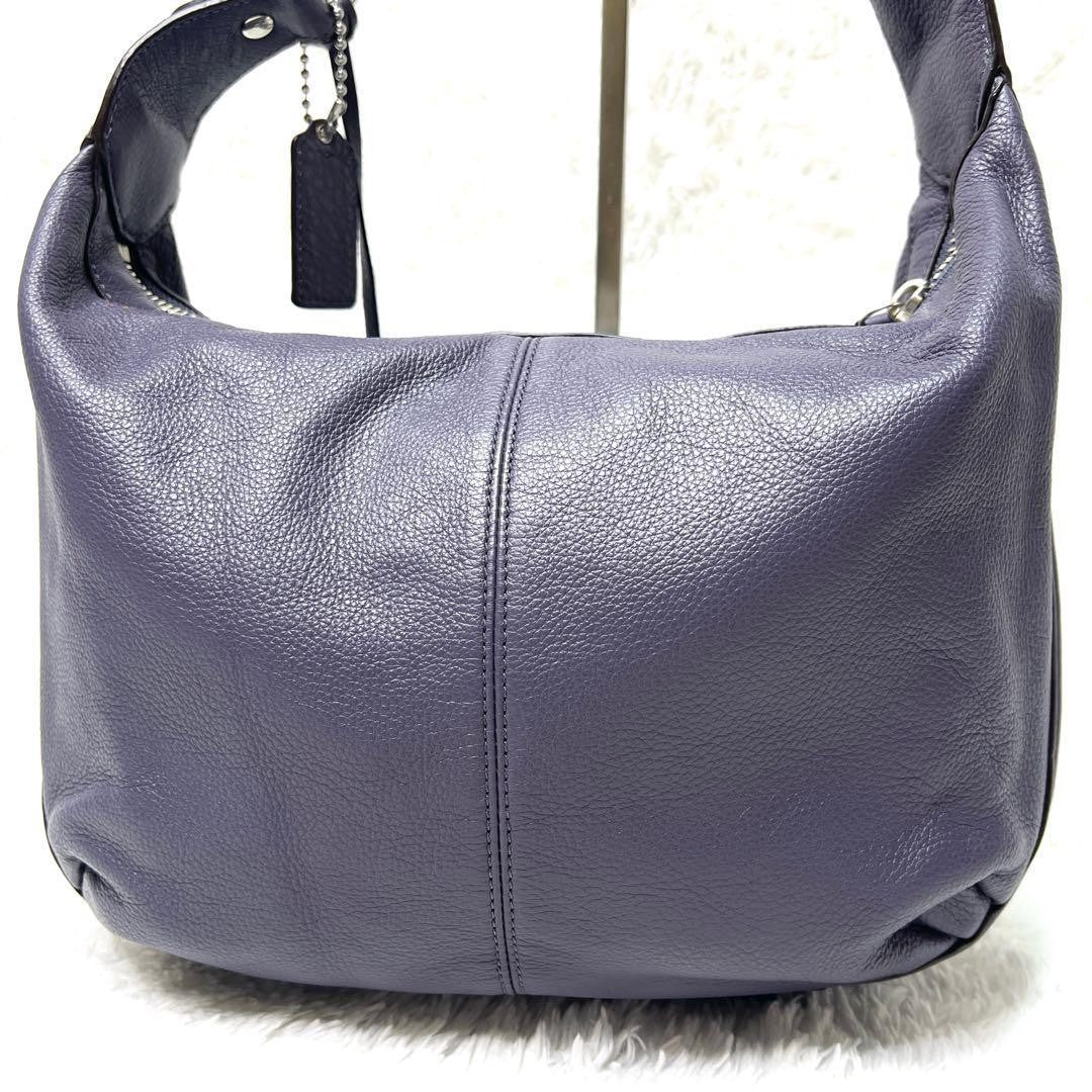COACH Shoulder Bag Purse Leather Purple Lavender Authentic